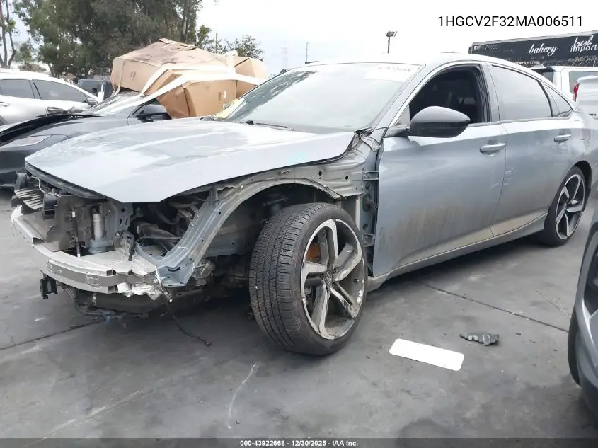 1HGCV2F32MA006511 2021 Honda Accord Sport 2.0T