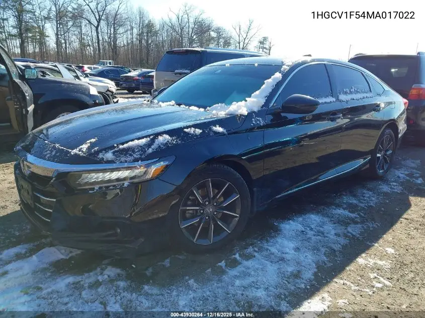1HGCV1F54MA017022 2021 Honda Accord Ex-L