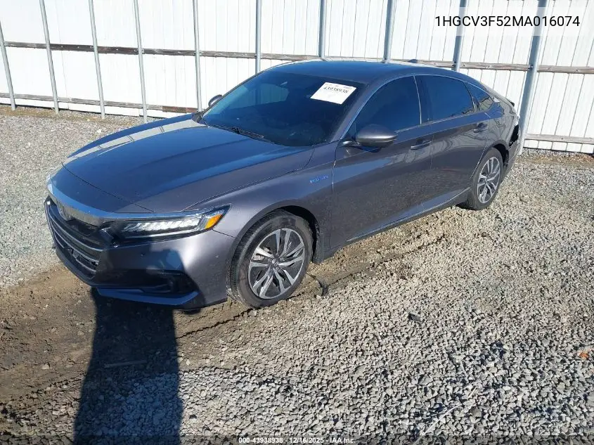 1HGCV3F52MA016074 2021 Honda Accord Hybrid Ex-L