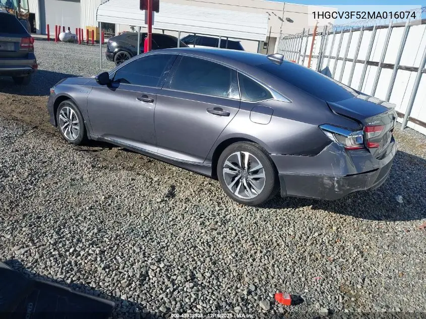 1HGCV3F52MA016074 2021 Honda Accord Hybrid Ex-L