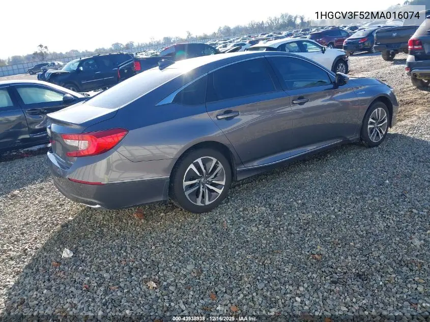 1HGCV3F52MA016074 2021 Honda Accord Hybrid Ex-L