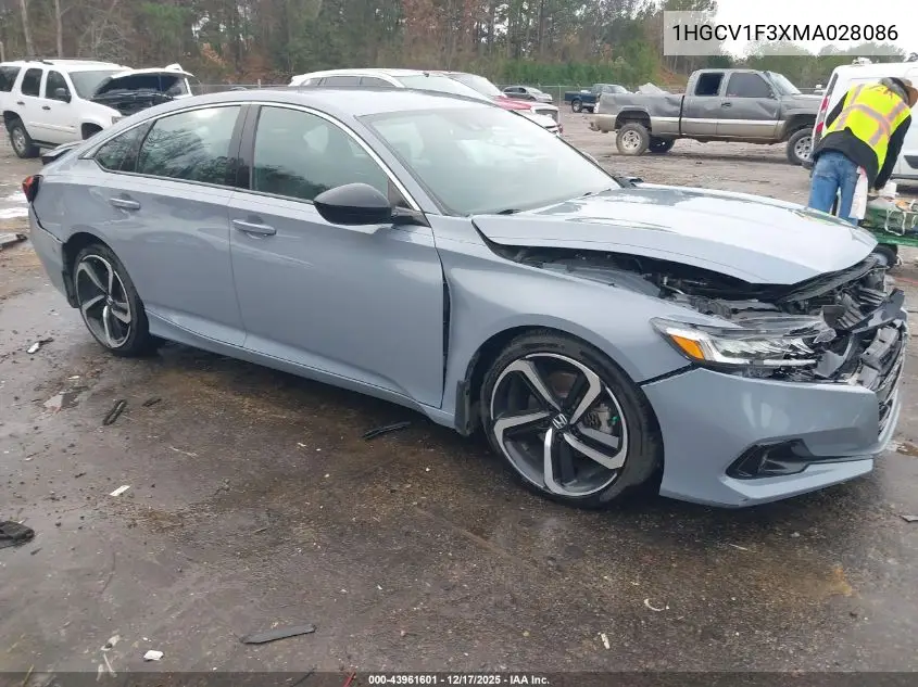 1HGCV1F3XMA028086 2021 Honda Accord Sport