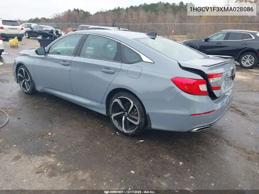 1HGCV1F3XMA028086 2021 Honda Accord Sport