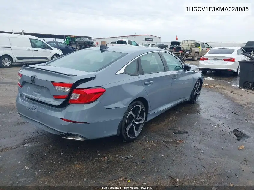 1HGCV1F3XMA028086 2021 Honda Accord Sport