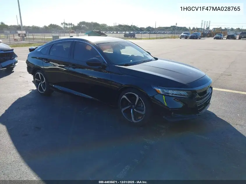 1HGCV1F47MA028765 2021 Honda Accord Sport Special Edition