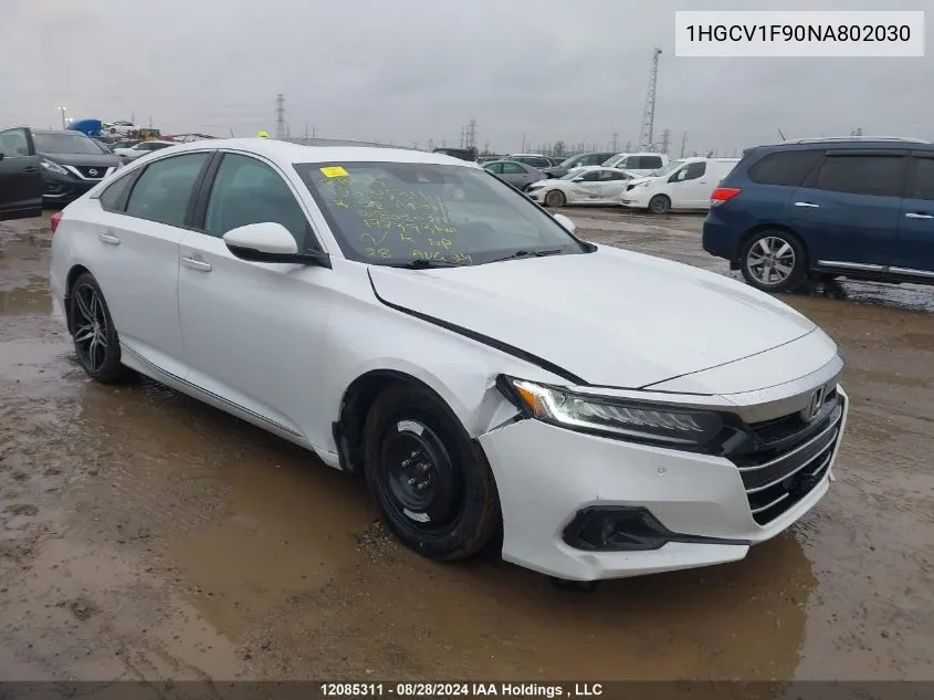 2022 Honda Accord Sedan VIN: 1HGCV1F90NA802030 Lot: 12085311