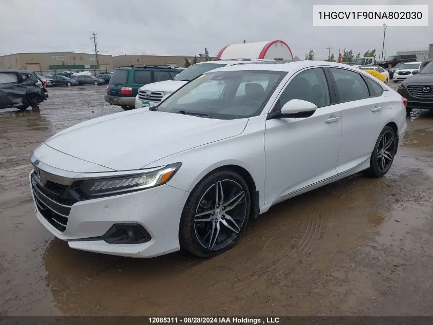 2022 Honda Accord Sedan VIN: 1HGCV1F90NA802030 Lot: 12085311