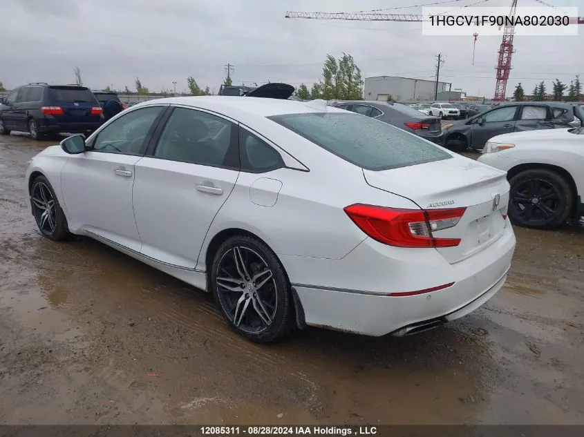 2022 Honda Accord Sedan VIN: 1HGCV1F90NA802030 Lot: 12085311