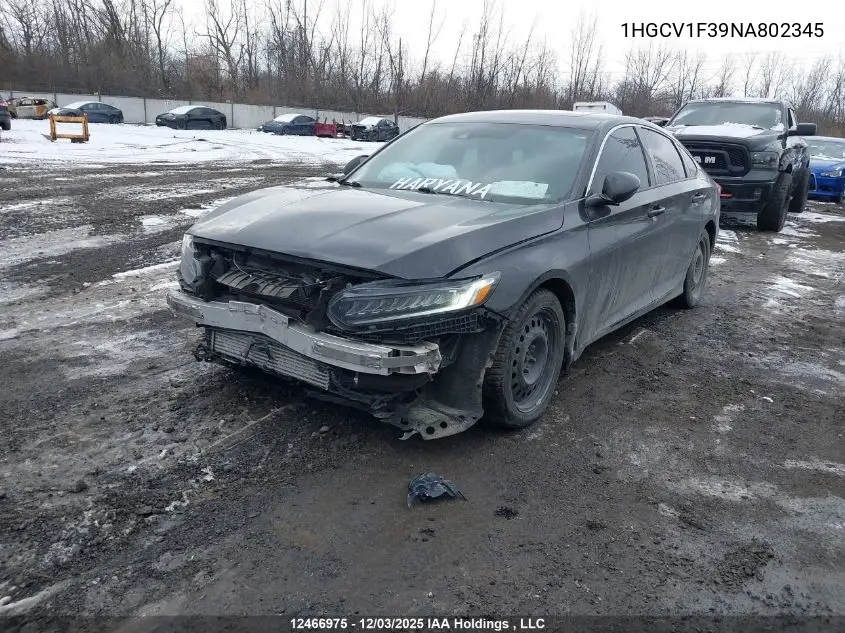 1HGCV1F39NA802345 2022 Honda Accord Sport 1.5T