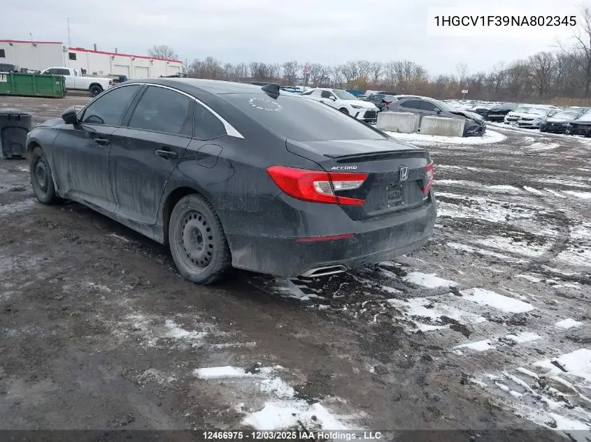 1HGCV1F39NA802345 2022 Honda Accord Sport 1.5T
