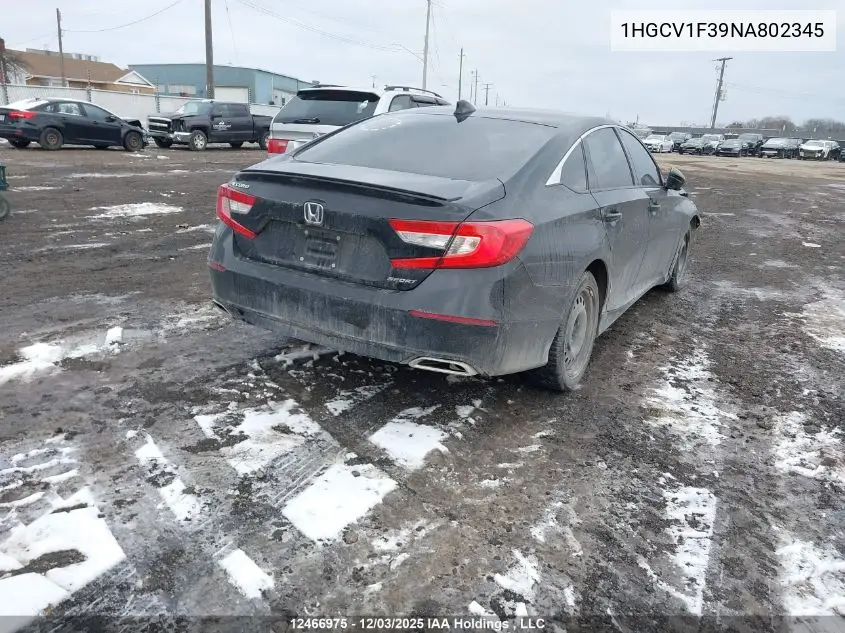 1HGCV1F39NA802345 2022 Honda Accord Sport 1.5T