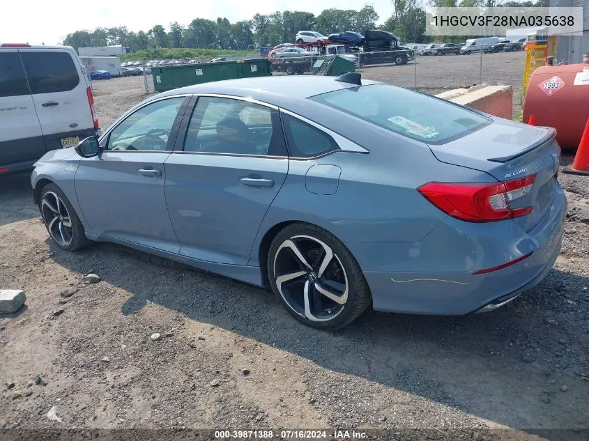 1HGCV3F28NA035638 2022 Honda Accord Hybrid Sport