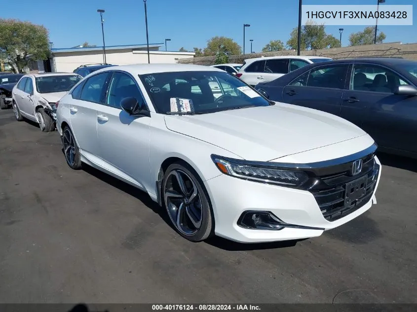 2022 Honda Accord Sport VIN: 1HGCV1F3XNA083428 Lot: 40176124