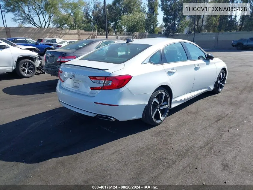 2022 Honda Accord Sport VIN: 1HGCV1F3XNA083428 Lot: 40176124