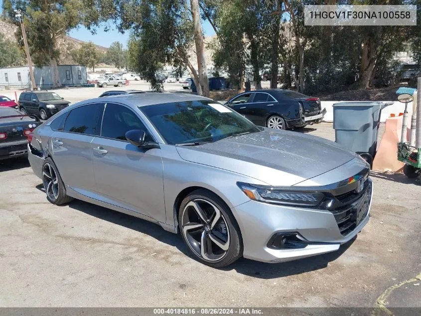 1HGCV1F30NA100558 2022 Honda Accord Sport