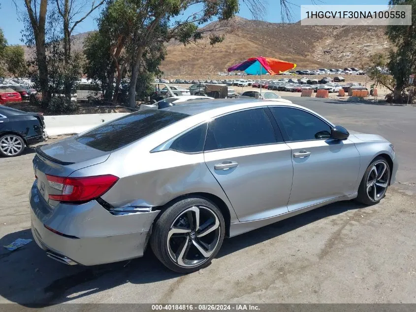 1HGCV1F30NA100558 2022 Honda Accord Sport