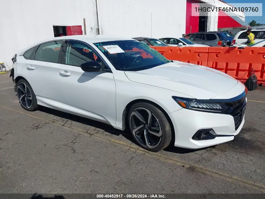 1HGCV1F46NA109760 2022 Honda Accord Sport Special Edition