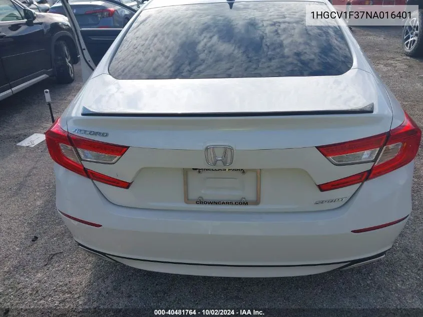 1HGCV1F37NA016401 2022 Honda Accord Sport