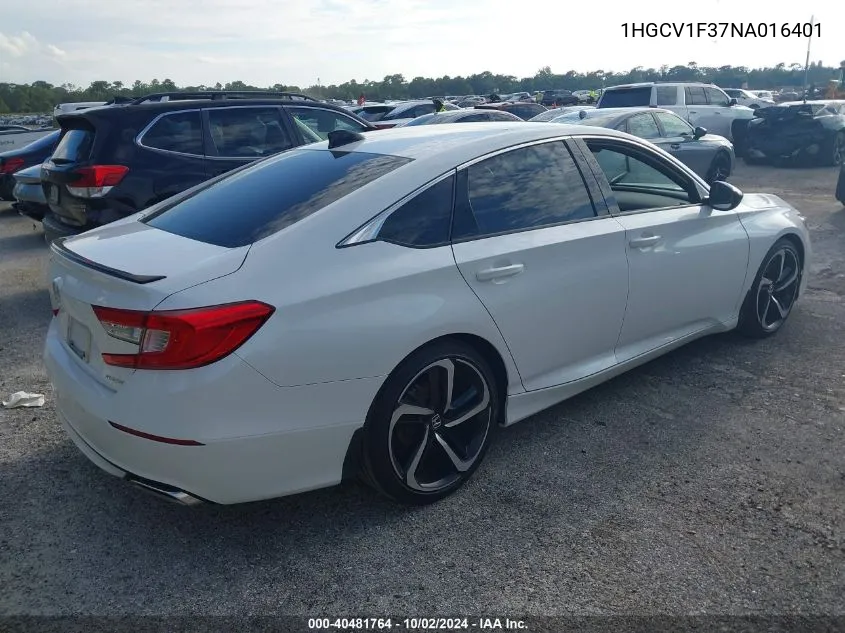 1HGCV1F37NA016401 2022 Honda Accord Sport