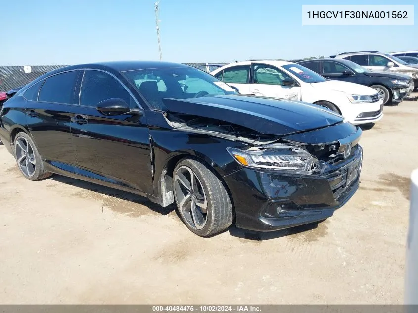 1HGCV1F30NA001562 2022 Honda Accord Sport