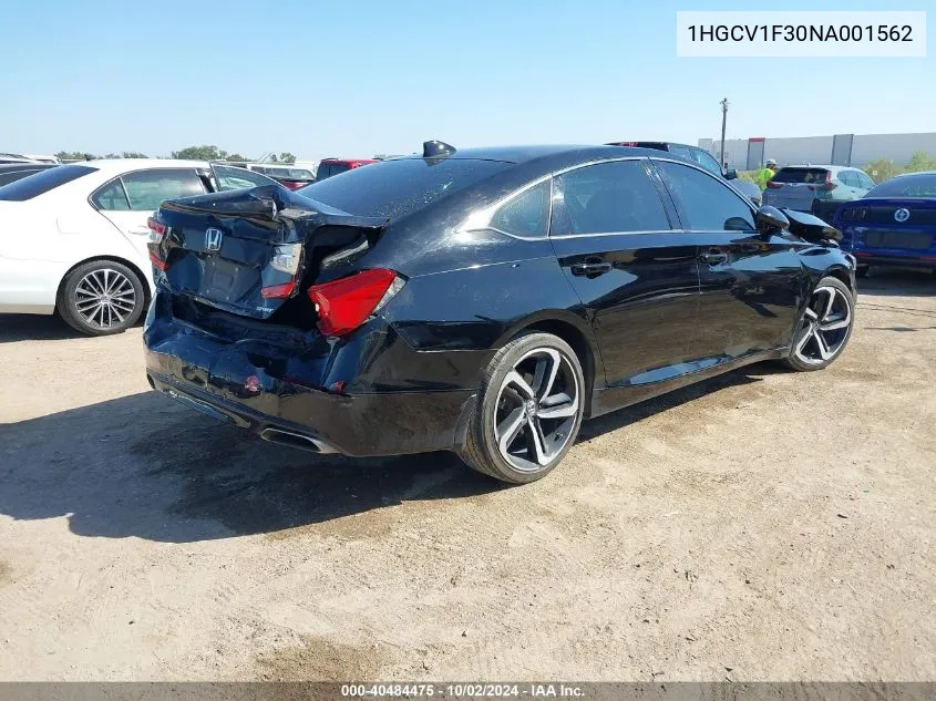 1HGCV1F30NA001562 2022 Honda Accord Sport