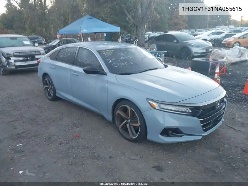 1HGCV1F31NA055615 2022 Honda Accord Sport