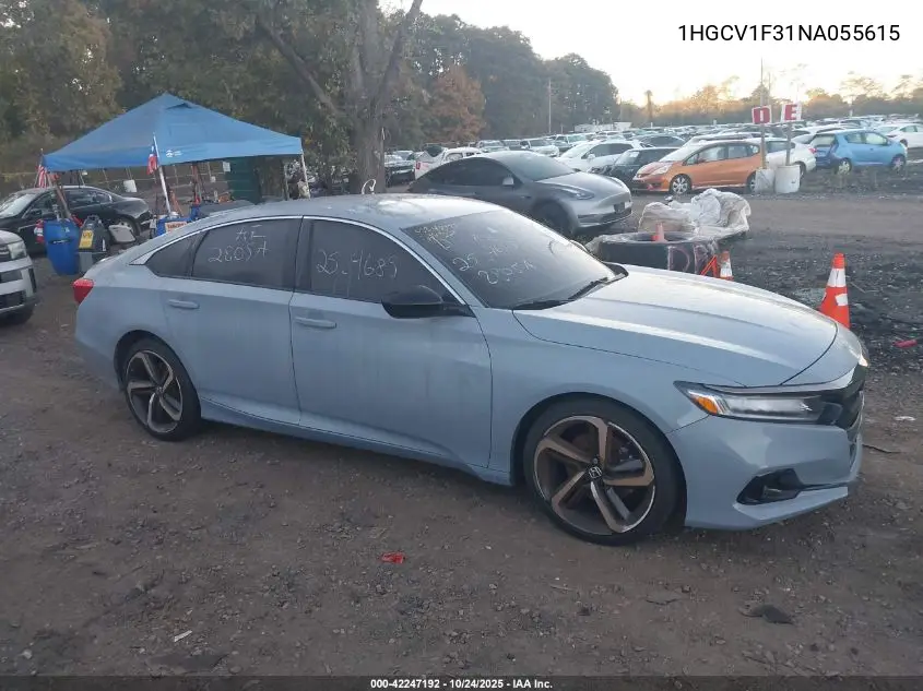 1HGCV1F31NA055615 2022 Honda Accord Sport