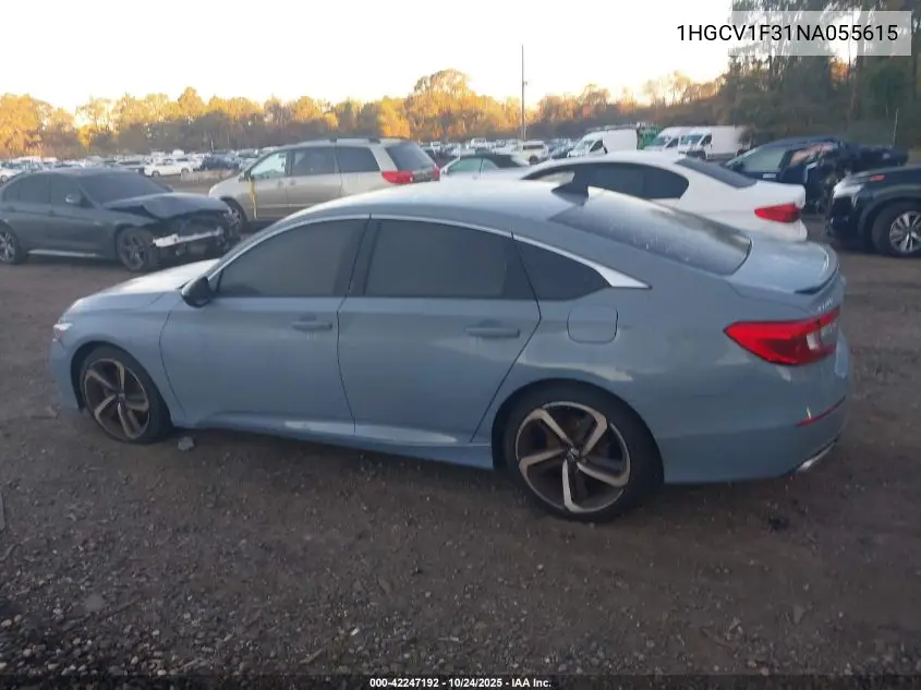 1HGCV1F31NA055615 2022 Honda Accord Sport