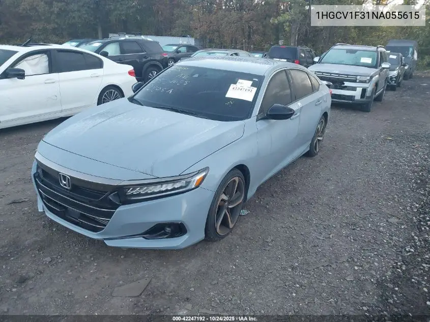 1HGCV1F31NA055615 2022 Honda Accord Sport
