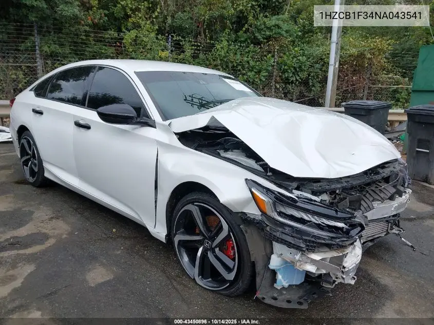1HGCV1F34NA043541 2022 Honda Accord Sport