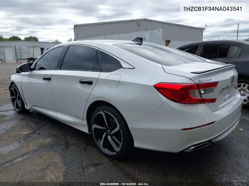 1HGCV1F34NA043541 2022 Honda Accord Sport