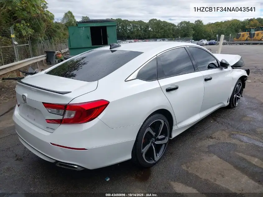 1HGCV1F34NA043541 2022 Honda Accord Sport