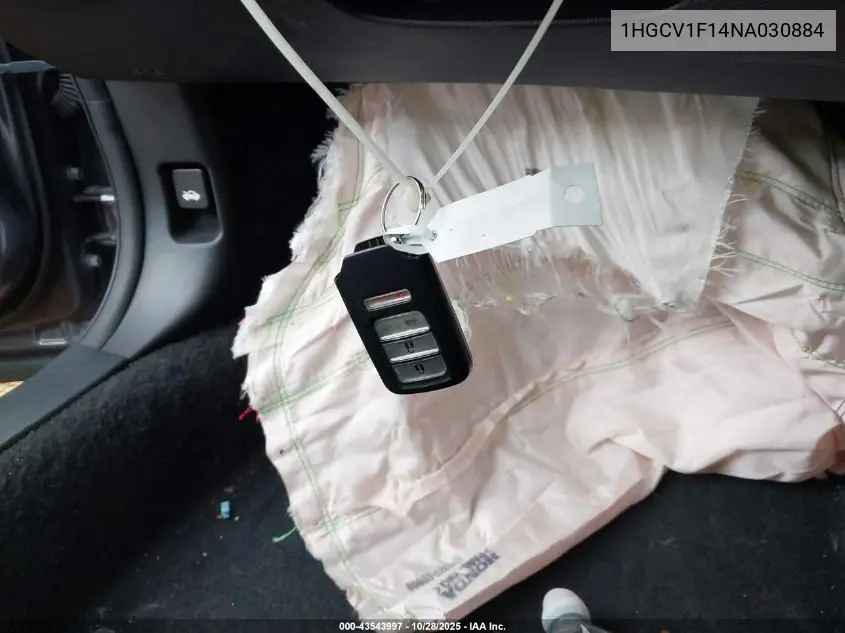 1HGCV1F14NA030884 2022 Honda Accord Lx