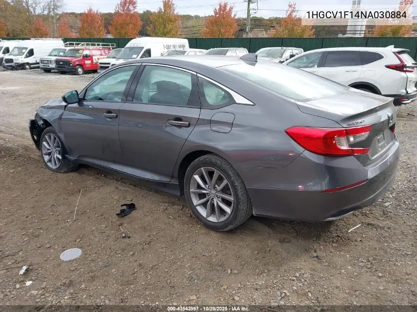 1HGCV1F14NA030884 2022 Honda Accord Lx