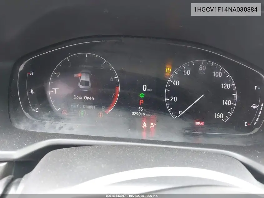 1HGCV1F14NA030884 2022 Honda Accord Lx