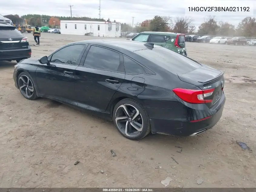 1HGCV2F38NA021192 2022 Honda Accord Sport 2.0T