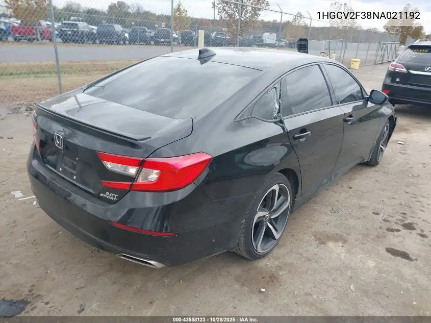 1HGCV2F38NA021192 2022 Honda Accord Sport 2.0T