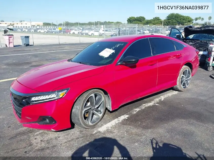 1HGCV1F36NA039877 2022 Honda Accord Sport