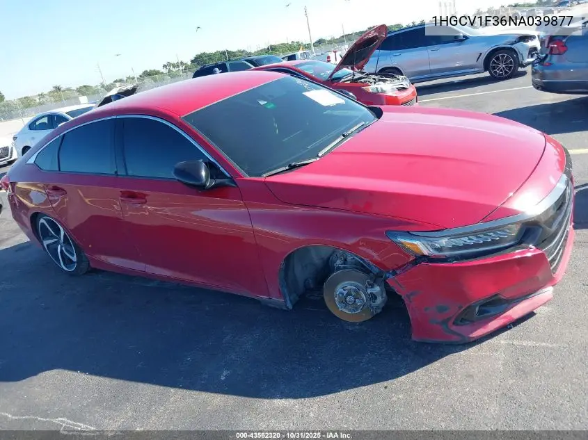 1HGCV1F36NA039877 2022 Honda Accord Sport