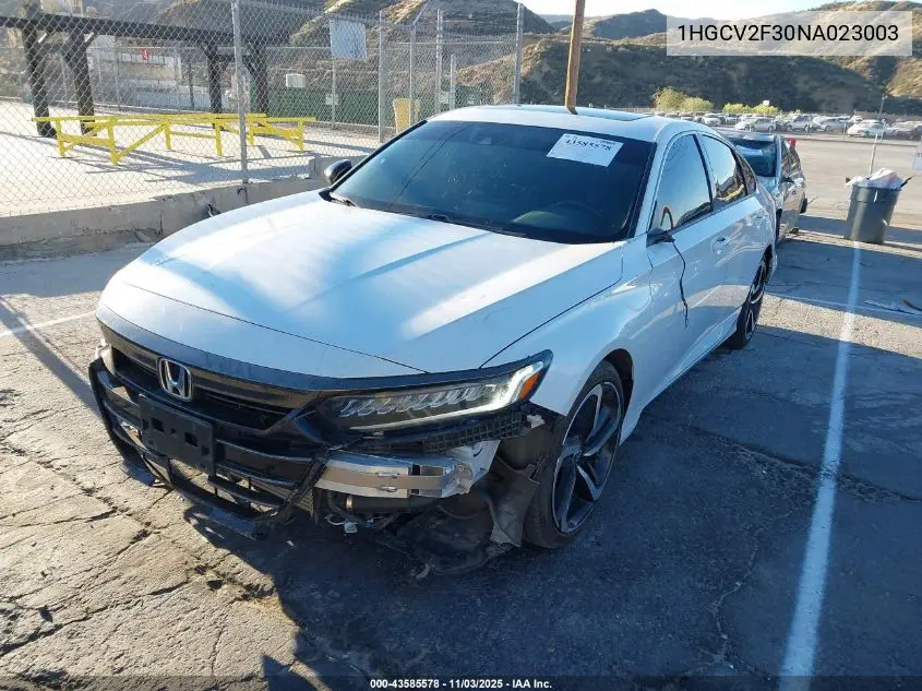 1HGCV2F30NA023003 2022 Honda Accord Sport 2.0T
