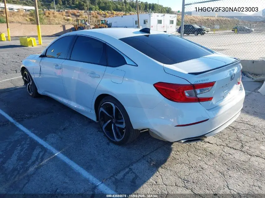 1HGCV2F30NA023003 2022 Honda Accord Sport 2.0T