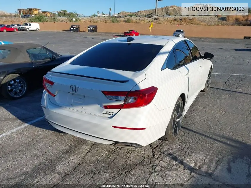 1HGCV2F30NA023003 2022 Honda Accord Sport 2.0T
