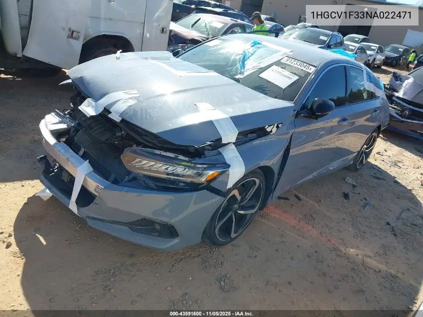 1HGCV1F33NA022471 2022 Honda Accord Sport
