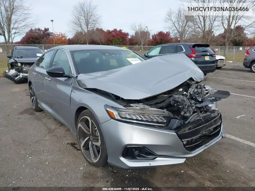 1HGCV1F33NA036466 2022 Honda Accord Sport