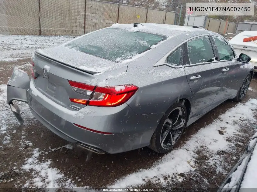 1HGCV1F47NA007450 2022 Honda Accord Sport Se