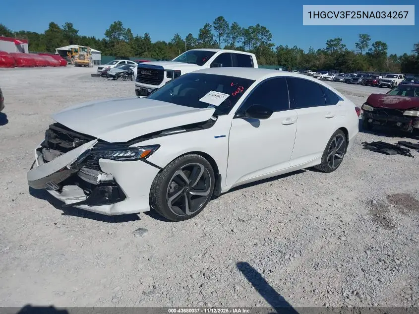 1HGCV3F25NA034267 2022 Honda Accord Hybrid Sport