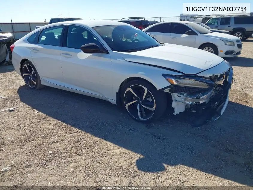 1HGCV1F32NA037754 2022 Honda Accord Sport