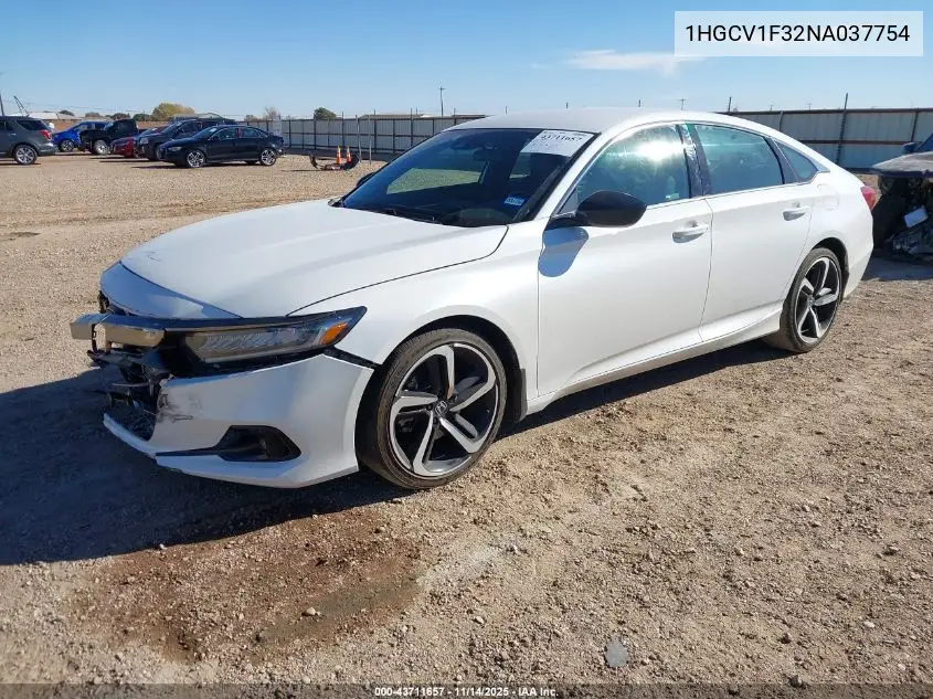 1HGCV1F32NA037754 2022 Honda Accord Sport