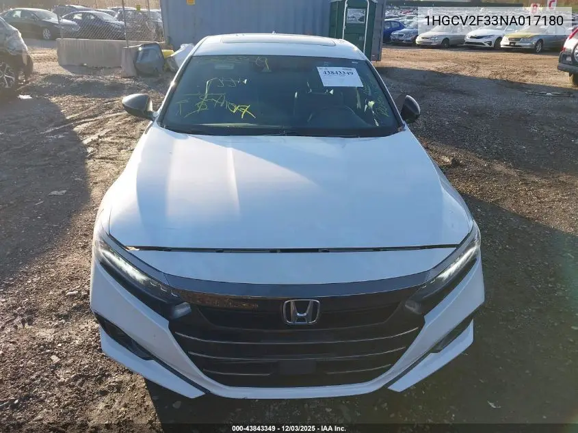 1HGCV2F33NA017180 2022 Honda Accord Sport 2.0T