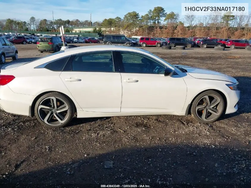 1HGCV2F33NA017180 2022 Honda Accord Sport 2.0T